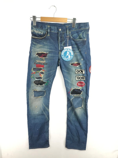 【中古美品】【メンズ】 HYSTERIC GLAMOUR ヒステリックグラマー GOD PATCH PANTS 02182AP21 ゴッド パッチ パンツ ボトムス 151-260814-rt-38-tagh サイズ：S カラー：ブルー 万代Net店