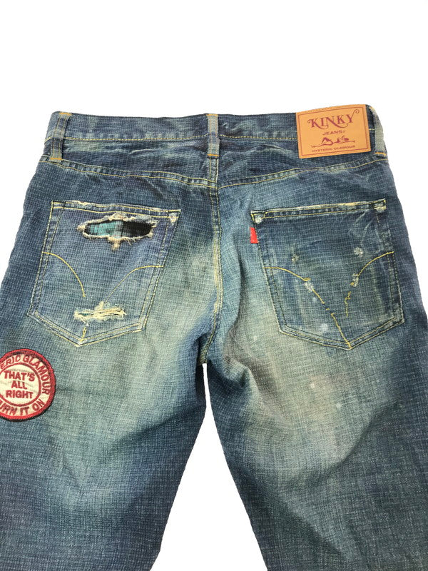 【中古美品】【メンズ】 HYSTERIC GLAMOUR ヒステリックグラマー GOD PATCH PANTS 02182AP21 ゴッド パッチ パンツ ボトムス 151-260814-rt-38-tagh サイズ：S カラー：ブルー 万代Net店
