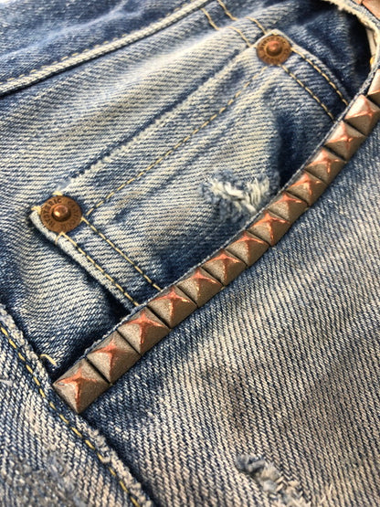 【中古品】【メンズ】 HYSTERIC GLAMOUR ヒステリックグラマー TVR 50'S XX DISTRESSED STRAIGHT JEANS 02233AP10 ストレート デニム パンツ 151-260816-rt-25-tagh サイズ：W28 カラー：インディゴ 万代Net店