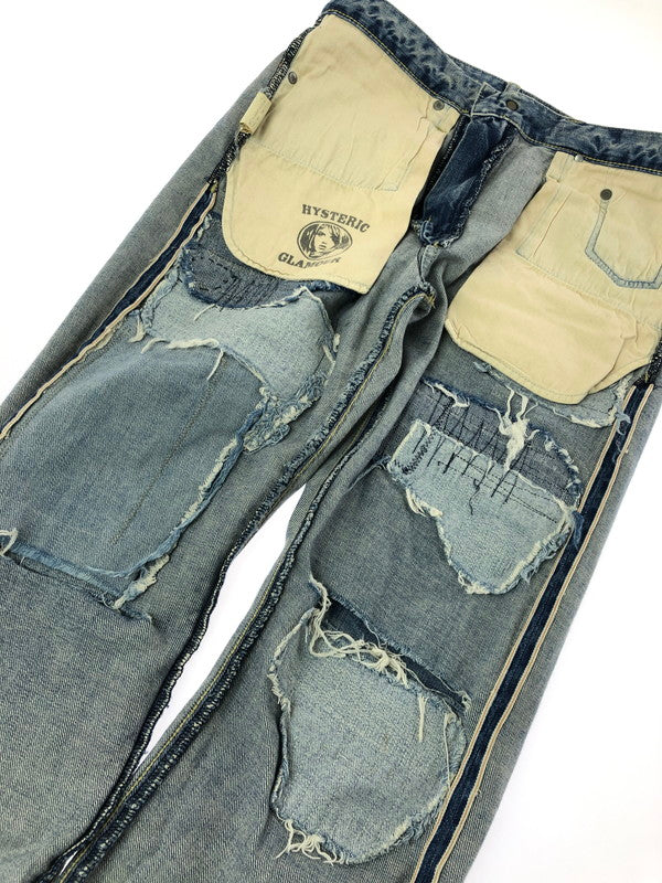 【中古品】【メンズ】 HYSTERIC GLAMOUR ヒステリックグラマー RR DISTRESSED SLIM STRAIGHT JEANS 02182AP11 ストレート デニム パンツ ジーンズ 151-260816-rt-26-tagh サイズ：W30 カラー：インディゴ 万代Net店