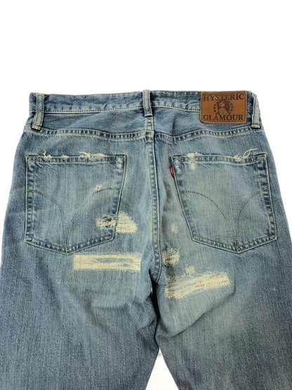 【中古品】【メンズ】 HYSTERIC GLAMOUR ヒステリックグラマー RR DISTRESSED SLIM STRAIGHT JEANS 02182AP11 ストレート デニム パンツ ジーンズ 151-260816-rt-26-tagh サイズ：W30 カラー：インディゴ 万代Net店