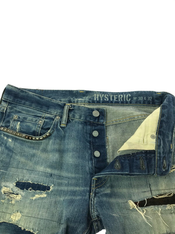 【中古品】【メンズ】 HYSTERIC GLAMOUR ヒステリックグラマー 60's REMAKE PROCESSED SLIM STRAIGHT DENIM 0263AP14 151-260814-rt-40-tagh サイズ：W30 L32 カラー：インディゴ 万代Net店