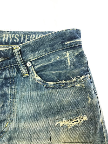 【中古品】【メンズ】 HYSTERIC GLAMOUR ヒステリックグラマー 60's REMAKE PROCESSED SLIM STRAIGHT DENIM 0263AP14 151-260814-rt-40-tagh サイズ：W30 L32 カラー：インディゴ 万代Net店