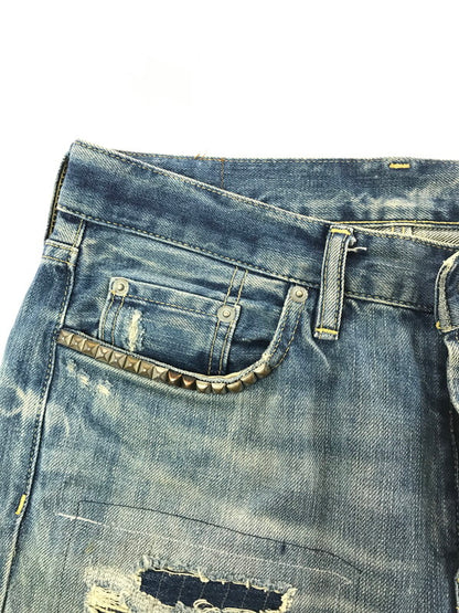 【中古品】【メンズ】 HYSTERIC GLAMOUR ヒステリックグラマー 60's REMAKE PROCESSED SLIM STRAIGHT DENIM 0263AP14 151-260814-rt-40-tagh サイズ：W30 L32 カラー：インディゴ 万代Net店