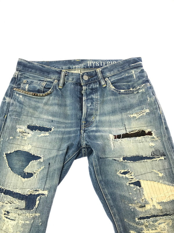 【中古品】【メンズ】 HYSTERIC GLAMOUR ヒステリックグラマー 60's REMAKE PROCESSED SLIM STRAIGHT DENIM 0263AP14 151-260814-rt-40-tagh サイズ：W30 L32 カラー：インディゴ 万代Net店