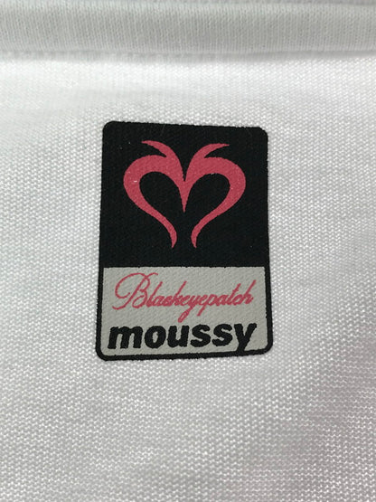 【中古品】【レディース】 THE BLACK EYE PATCH ブラック アイ パッチ × MOUSSY マウジー LOGO LINE STONE T-SHIRT 010ISF01-8741 Tシャツ トップス 168-260814-rt-32-tagh サイズ：フリー カラー：ホワイト 万代Net店