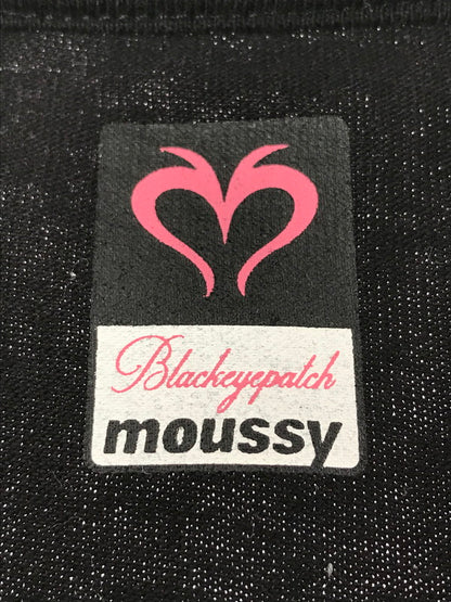 【中古品】【レディース】 THE BLACK EYE PATCH ブラック アイ パッチ × MOUSSY マウジー LOGO LINE STONE T-SHIRT 010ISF01-8741 Tシャツ トップス 168-260814-rt-31-tagh サイズ：フリー カラー：ブラック 万代Net店