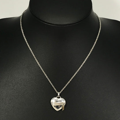 【中古品】【メンズ】 CELINE セリーヌ SV925 K10 HEART&MACADAM PENDANT NECKLACE ハート＆マカダム ペンダント ネックレス シルバー アクセサリー 182-260819-su-02-tagh カラー：シルバー 万代Net店