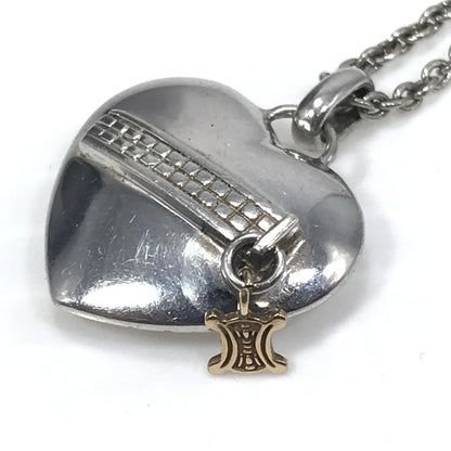 【中古品】【メンズ】 CELINE セリーヌ SV925 K10 HEART&MACADAM PENDANT NECKLACE ハート＆マカダム ペンダント ネックレス シルバー アクセサリー 182-260819-su-02-tagh カラー：シルバー 万代Net店