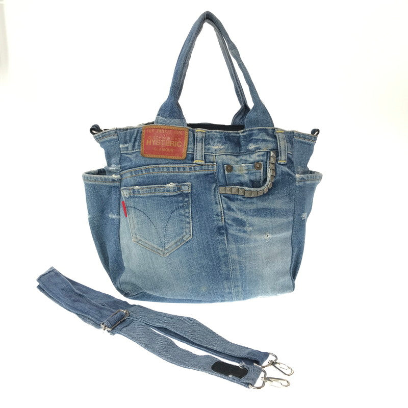 【中古品】【レディース】 HYSTERIC GLAMOUR ヒステリックグラマー DENIM REMAKE PATCHWORK 2WAY HAND BAG デニム リメイク パッチワーク 2ウェイ ハンドバッグ 188-260904-rt-26-tagh カラー：インディゴ 万代Net店