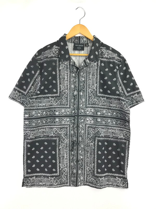 【中古品】【メンズ】 HARLEY DAVIDSON ハーレーダビッドソン BANDANA SHIRT BLACK WHITE 96861-23VM バンダナ シャツ 半袖シャツ トップス 145-260819-rt-14-tag サイズ：M カラー：ブラック 万代Net店