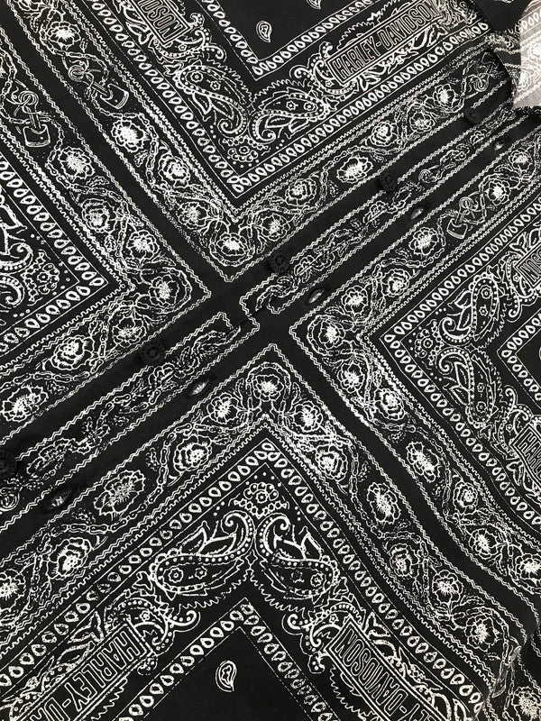 【中古品】【メンズ】 HARLEY DAVIDSON ハーレーダビッドソン BANDANA SHIRT BLACK WHITE 96861-23VM バンダナ シャツ 半袖シャツ トップス 145-260819-rt-14-tag サイズ：M カラー：ブラック 万代Net店