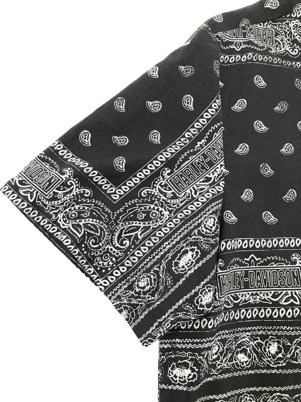 【中古品】【メンズ】 HARLEY DAVIDSON ハーレーダビッドソン BANDANA SHIRT BLACK WHITE 96861-23VM バンダナ シャツ 半袖シャツ トップス 145-260819-rt-14-tag サイズ：M カラー：ブラック 万代Net店