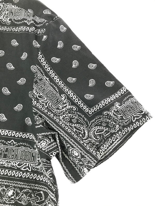 【中古品】【メンズ】 HARLEY DAVIDSON ハーレーダビッドソン BANDANA SHIRT BLACK WHITE 96861-23VM バンダナ シャツ 半袖シャツ トップス 145-260819-rt-14-tag サイズ：M カラー：ブラック 万代Net店