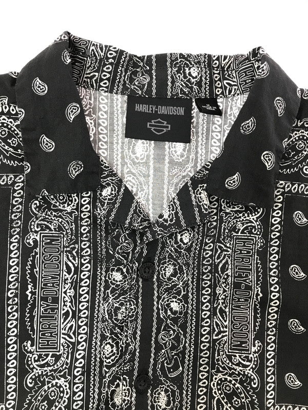 【中古品】【メンズ】 HARLEY DAVIDSON ハーレーダビッドソン BANDANA SHIRT BLACK WHITE 96861-23VM バンダナ シャツ 半袖シャツ トップス 145-260819-rt-14-tag サイズ：M カラー：ブラック 万代Net店