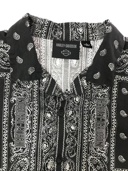 【中古品】【メンズ】 HARLEY DAVIDSON ハーレーダビッドソン BANDANA SHIRT BLACK WHITE 96861-23VM バンダナ シャツ 半袖シャツ トップス 145-260819-rt-14-tag サイズ：M カラー：ブラック 万代Net店