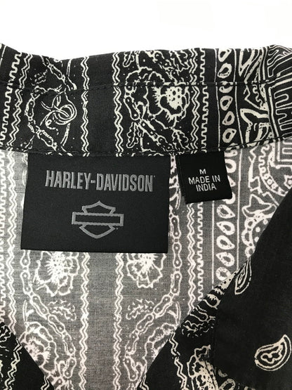 【中古品】【メンズ】 HARLEY DAVIDSON ハーレーダビッドソン BANDANA SHIRT BLACK WHITE 96861-23VM バンダナ シャツ 半袖シャツ トップス 145-260819-rt-14-tag サイズ：M カラー：ブラック 万代Net店