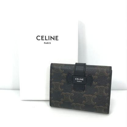 【中古美品】【メンズ】 CELINE セリーヌ FINE STRAP WALLET IN TRIOMPHE CANVAS AND LAMBSKIN BLACK 10H482DB7.38SI ウォレット 財布 181-260818-rt-28-tag カラー：ブラック 万代Net店