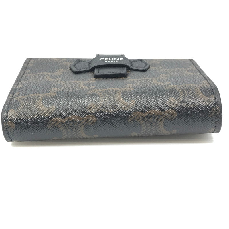 【中古美品】【メンズ】 CELINE セリーヌ FINE STRAP WALLET IN TRIOMPHE CANVAS AND LAMBSKIN BLACK 10H482DB7.38SI ウォレット 財布 181-260818-rt-28-tag カラー：ブラック 万代Net店