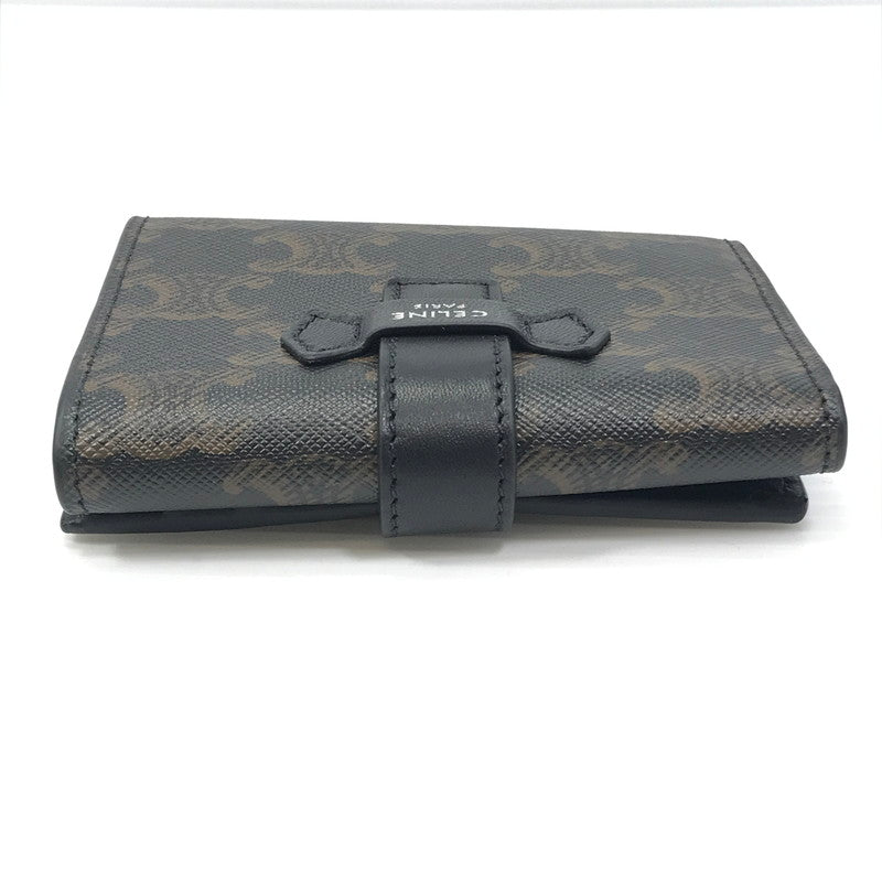 【中古美品】【メンズ】 CELINE セリーヌ FINE STRAP WALLET IN TRIOMPHE CANVAS AND LAMBSKIN BLACK 10H482DB7.38SI ウォレット 財布 181-260818-rt-28-tag カラー：ブラック 万代Net店