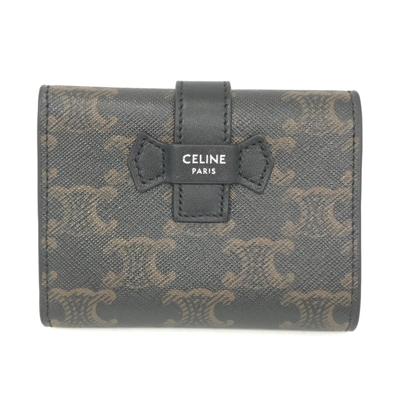 【中古美品】【メンズ】 CELINE セリーヌ FINE STRAP WALLET IN TRIOMPHE CANVAS AND LAMBSKIN BLACK 10H482DB7.38SI ウォレット 財布 181-260818-rt-28-tag カラー：ブラック 万代Net店