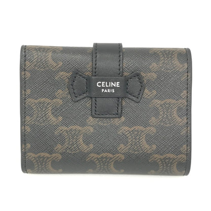 【中古美品】【メンズ】 CELINE セリーヌ FINE STRAP WALLET IN TRIOMPHE CANVAS AND LAMBSKIN BLACK 10H482DB7.38SI ウォレット 財布 181-260818-rt-28-tag カラー：ブラック 万代Net店