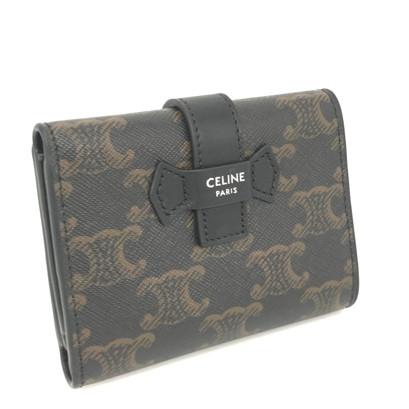 【中古美品】【メンズ】 CELINE セリーヌ FINE STRAP WALLET IN TRIOMPHE CANVAS AND LAMBSKIN BLACK 10H482DB7.38SI ウォレット 財布 181-260818-rt-28-tag カラー：ブラック 万代Net店