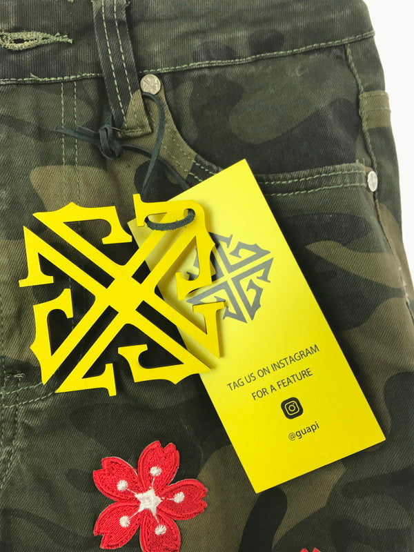 【中古品】【メンズ】 GUAPI グアピ CAMO BLOSSOM DENIM V2 カモフラージュ ブロッサム デニム V2 デニムパンツ ボトムス 153-260827-ki-10-tagh サイズ：28 カラー：グリーン カモフラージュ 万代Net店
