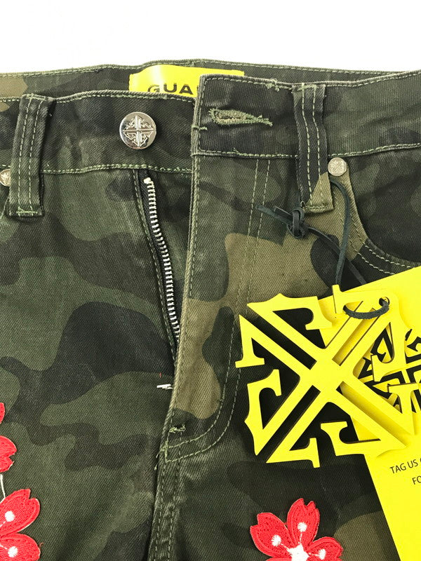 【中古品】【メンズ】 GUAPI グアピ CAMO BLOSSOM DENIM V2 カモフラージュ ブロッサム デニム V2 デニムパンツ ボトムス 153-260827-ki-10-tagh サイズ：28 カラー：グリーン カモフラージュ 万代Net店
