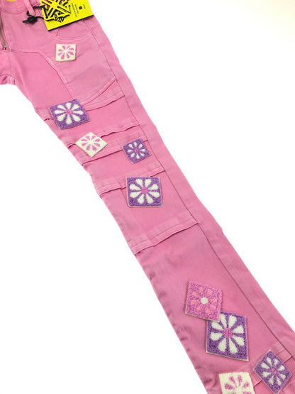 【中古品】【メンズ】 GUAPI グアピ FLOWER PATCH DENIM PANTS フラワー パッチ デニムパンツ ボトムス 153-260827-ki-09-tagh サイズ：16T カラー：ピンク 万代Net店