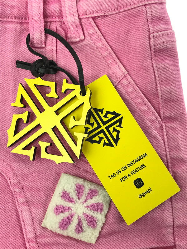 【中古品】【メンズ】 GUAPI グアピ FLOWER PATCH DENIM PANTS フラワー パッチ デニムパンツ ボトムス 153-260827-ki-09-tagh サイズ：16T カラー：ピンク 万代Net店