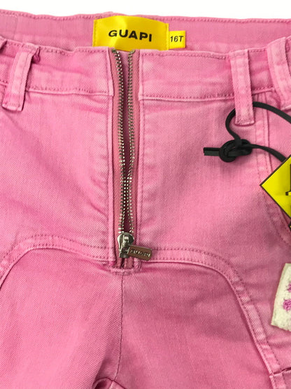【中古品】【メンズ】 GUAPI グアピ FLOWER PATCH DENIM PANTS フラワー パッチ デニムパンツ ボトムス 153-260827-ki-09-tagh サイズ：16T カラー：ピンク 万代Net店