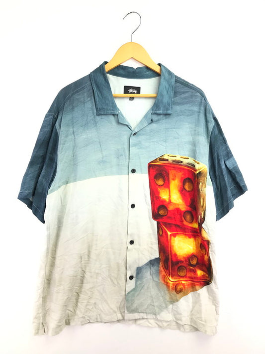 【中古品】【メンズ】 STUSSY ステューシー DICE PAINTING SHIRT BLUE ダイス ペインティング シャツ トップス 142-260818-rt-45-tag カラー：ブルー 万代Net店