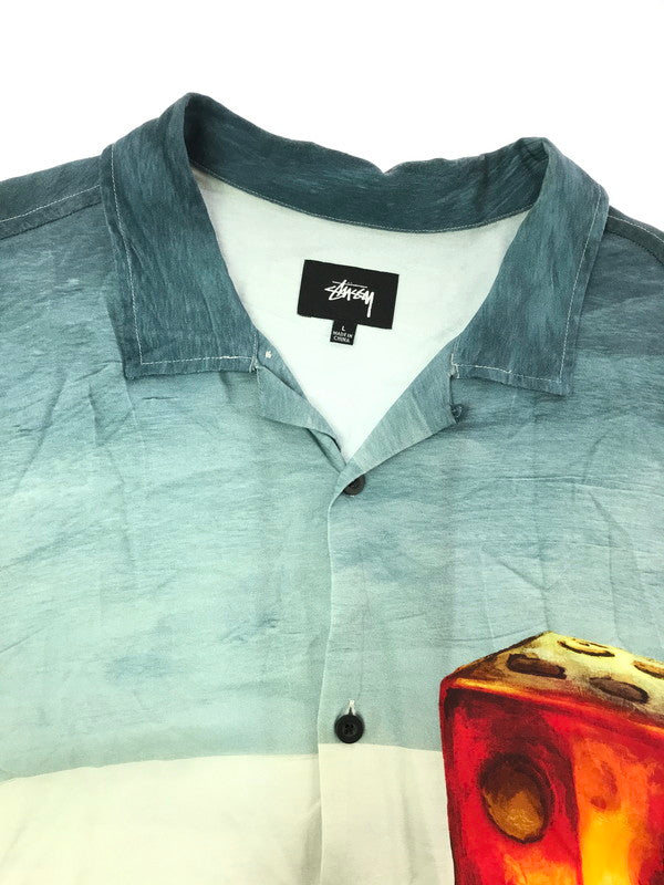 【中古品】【メンズ】 STUSSY ステューシー DICE PAINTING SHIRT BLUE ダイス ペインティング シャツ トップス 142-260818-rt-45-tag カラー：ブルー 万代Net店