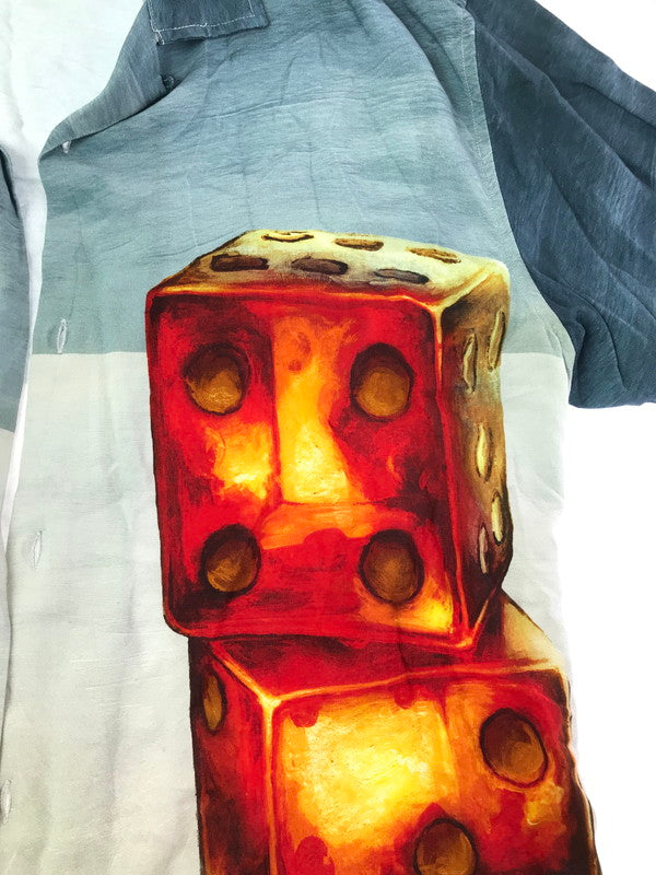 【中古品】【メンズ】 STUSSY ステューシー DICE PAINTING SHIRT BLUE ダイス ペインティング シャツ トップス 142-260818-rt-45-tag カラー：ブルー 万代Net店