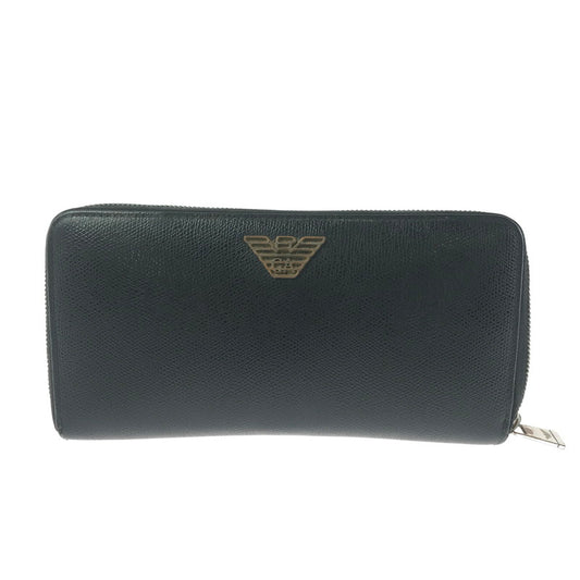 【ジャンク品】【メンズ】 EMPORIO ARMANI エンポリオ・アルマーニ ラウンド ファスナー ウォレット 長財布 200-260908-na-17-tagh カラー：ブラック 万代Net店