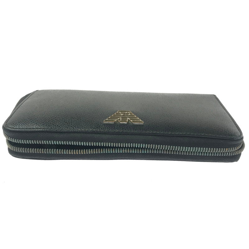 【ジャンク品】【メンズ】 EMPORIO ARMANI エンポリオ・アルマーニ ラウンド ファスナー ウォレット 長財布 200-260908-na-17-tagh カラー：ブラック 万代Net店