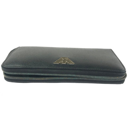 【ジャンク品】【メンズ】 EMPORIO ARMANI エンポリオ・アルマーニ ラウンド ファスナー ウォレット 長財布 200-260908-na-17-tagh カラー：ブラック 万代Net店