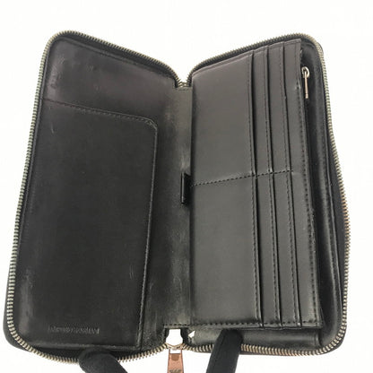 【ジャンク品】【メンズ】 EMPORIO ARMANI エンポリオ・アルマーニ ラウンド ファスナー ウォレット 長財布 200-260908-na-17-tagh カラー：ブラック 万代Net店