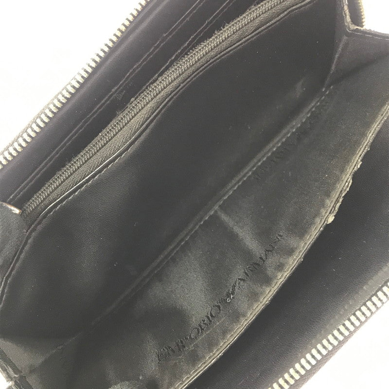 【ジャンク品】【メンズ】 EMPORIO ARMANI エンポリオ・アルマーニ ラウンド ファスナー ウォレット 長財布 200-260908-na-17-tagh カラー：ブラック 万代Net店