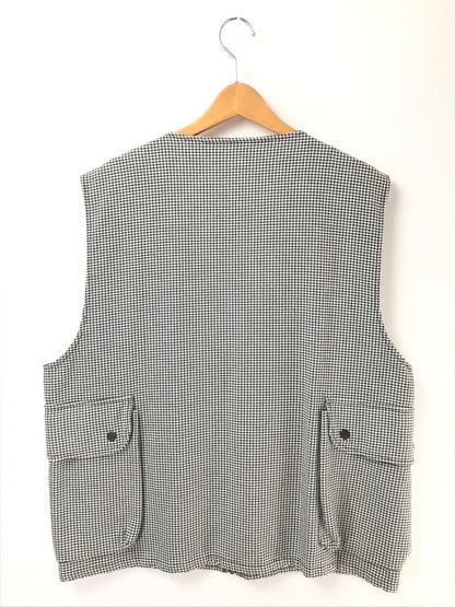【中古品】【メンズ】 STUSSY ステューシー HOUNDSTOOTH WORK VEST HOUNDSTOOTH 115517 千鳥柄 ワーク ベスト トップス 142-260819-rt-32-tag サイズ：L カラー：ホワイト/ブラック 万代Net店