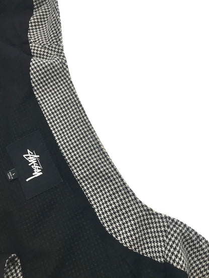 【中古品】【メンズ】 STUSSY ステューシー HOUNDSTOOTH WORK VEST HOUNDSTOOTH 115517 千鳥柄 ワーク ベスト トップス 142-260819-rt-32-tag サイズ：L カラー：ホワイト/ブラック 万代Net店