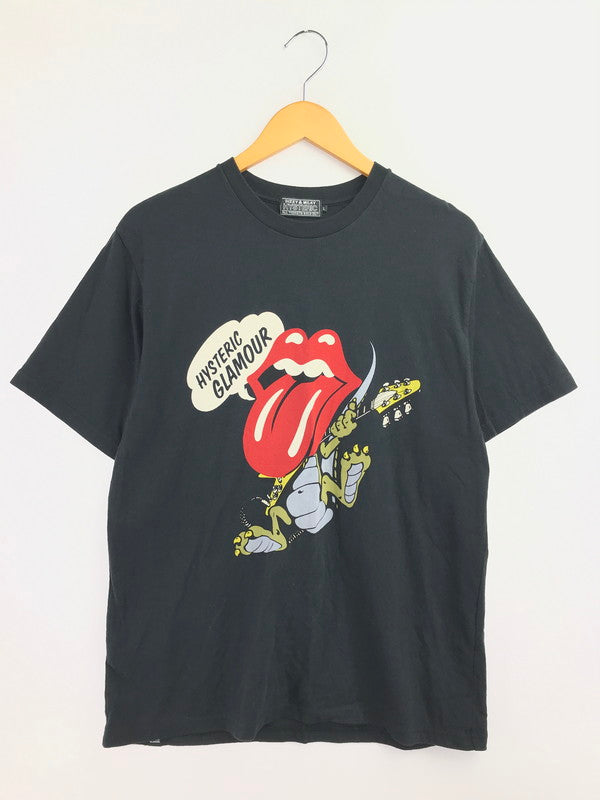 【中古品】【メンズ】 HYSTERIC GLAMOUR ヒステリックグラマー THE ROLLING STONES TOUNGE DINOSAUR T-SHIRT 02253CT10 半袖Tシャツ トップス 140-260818-rt-43-tag カラー：ブラック 万代Net店