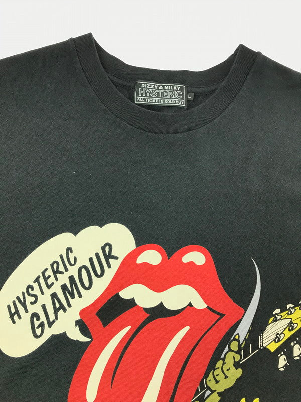 【中古品】【メンズ】 HYSTERIC GLAMOUR ヒステリックグラマー THE ROLLING STONES TOUNGE DINOSAUR T-SHIRT 02253CT10 半袖Tシャツ トップス 140-260818-rt-43-tag カラー：ブラック 万代Net店