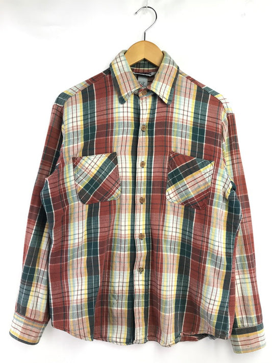 【中古品】【メンズ】 BIG MAC ビックマック 70's CHECK FLANNEL SHIRT 衿芯 70年代 チェック フランネル シャツ トップス 146-260820-rt-28-tag カラー：レッド系 万代Net店