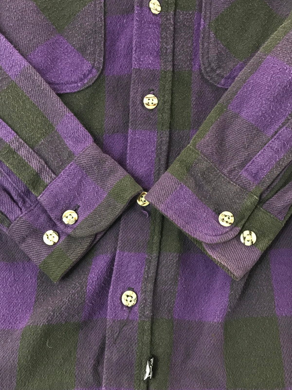 【現状渡し品】【メンズ】 OSHKOSH オシュコシュ 90's FLANNEL SHIRT 衿芯 90年代 フランネル シャツ 長袖シャツ トップス 146-260820-rt-29-tag カラー：パープル/ブラック 万代Net店