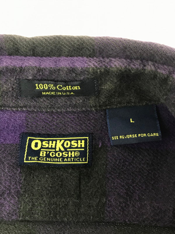 【現状渡し品】【メンズ】 OSHKOSH オシュコシュ 90's FLANNEL SHIRT 衿芯 90年代 フランネル シャツ 長袖シャツ トップス 146-260820-rt-29-tag カラー：パープル/ブラック 万代Net店