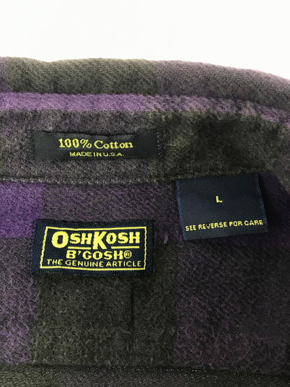 【現状渡し品】【メンズ】 OSHKOSH オシュコシュ 90's FLANNEL SHIRT 衿芯 90年代 フランネル シャツ 長袖シャツ トップス 146-260820-rt-29-tag カラー：パープル/ブラック 万代Net店
