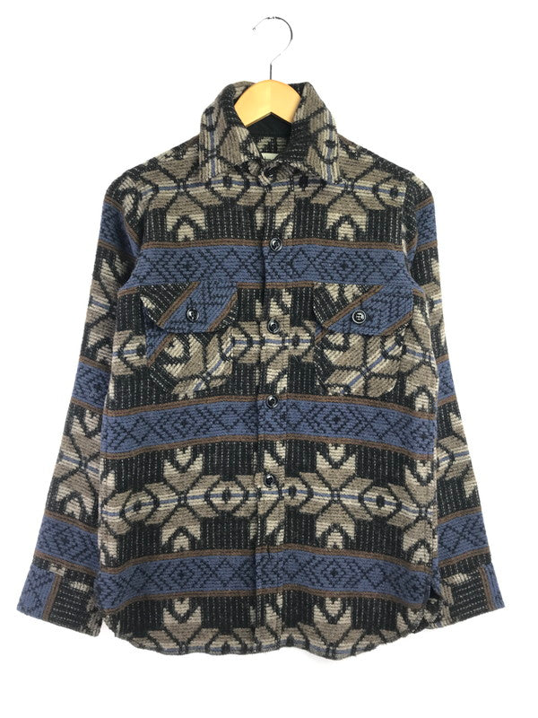 【中古品】【メンズ】 JOHNSON WOOLEN MILLS ジョンソン ウーレン ミルズ WOOL SHIRT BLUE BROWN S556 ウールシャツ 長袖シャツ トップス 146-260820-rt-30-tag カラー：ブルー系 万代Net店