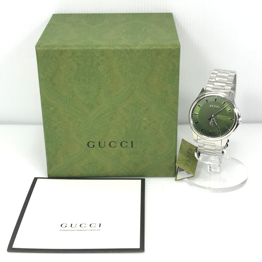 【中古品】【メンズ】 GUCCI グッチ QUARTZ WATCH GREEN クォーツウォッチ グリーン YA126369 腕時計 電池式 Gタイムレス 183-260819-su-05-tagh カラー：グリーン 万代Net店